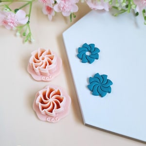 3D-Spiralblumen-Ausstecher mit 8 Blütenblättern zur Herstellung von Schmuck aus Polymerclay, austauschbare Ohrring-Anhänger