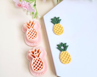 3D Pineapple Cookie Cutters for Polymer Clay Jewelry Making, Interchangeable Hoop Earrings