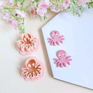 3D Octopus Shape Cookie Cutter for Polymer Clay Jewelry Making, Interchangeable Hoop Earrings, Tassels