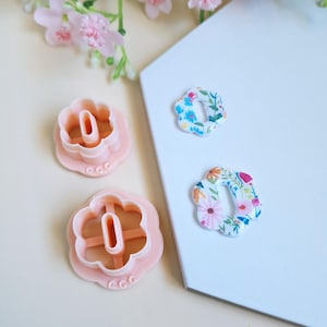 3D Flower 6 Petal Oval Donut Cookie Cutters for Polymer Clay Jewelry Making, Interchangeable Hoop Earrings, Tassels