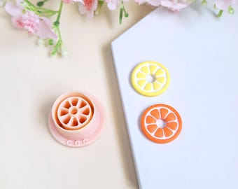 3D Citrus Slice Cookie Cutters for Polymer Clay Jewelry Making, Interchangeable Hoop Earrings