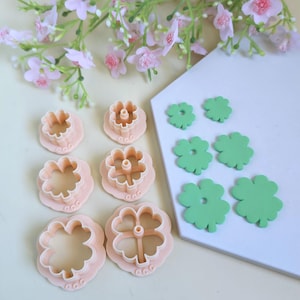 Emporte-pièces 3D en forme de trèfles 4 feuilles pour la fabrication de bijoux en argile polymère, créoles interchangeables, pampilles