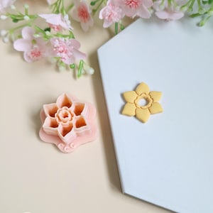 ポリマー粘土ジュエリー作り用 3D ナルキッソス クッキーカッター、交換可能なフープイヤリング、タッセル