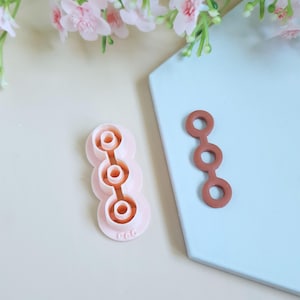 3D Triple Circle Donut Cookie Cutter for Polymer Clay Jewelry Making, Interchangeable Hoop Earrings, Tassels