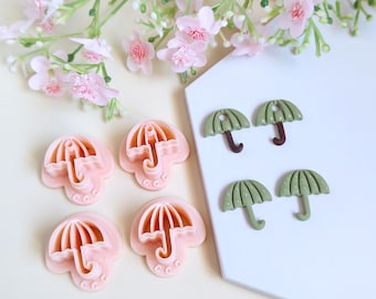 3D Umbrella Cookie Cutters for Polymer Clay Jewelry Making, Interchangeable Hoop Earrings, Tassels