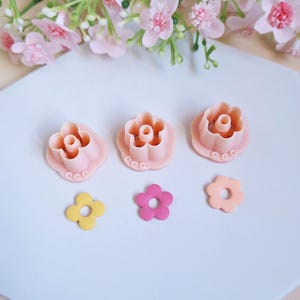 3D Donut Flower Cookie Cutters 15mm for Polymer Clay Jewelry Making, Interchangeable Hoop Earrings, Tassels