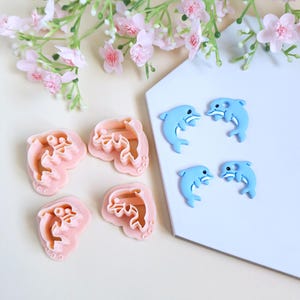 3D Dolphin Shape Cookie Cutters for Polymer Clay Jewelry Making, Interchangeable Hoop Earrings, Tassels