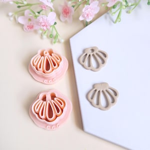 3D Openwork Shell Cookie Cutters for Polymer Clay Jewelry Making, Interchangeable Hoop Earrings, Tassels