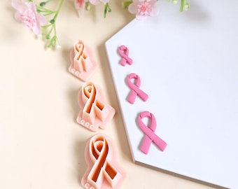 3D ribbon-shaped cookie cutters for Pink October, perfect for making polymer clay jewelry.
