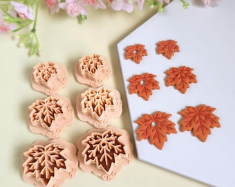 Autumn leaf cookie cutters for making polymer clay jewelry, interchangeable hoop earrings, tassels - Fallowel 2026