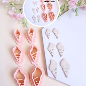 3D Long Shell Cookie Cutters for Polymer Clay Jewelry Making, Interchangeable Hoop Earrings, Tassels