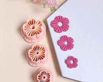 Cortadores de galletas en forma de flor con 5 pétalos acanalados para hacer joyas de arcilla polimérica, aretes de aro intercambiables, borlas