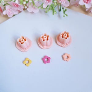 3D Donut Flower Cookie Cutters 10mm for Polymer Clay Jewelry Making, Interchangeable Hoop Earrings, Tassels