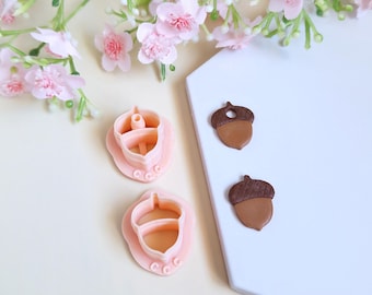 3D Acorn Cookie Cutters for Polymer Clay Jewelry Making, Interchangeable Hoop Earrings, Tassels