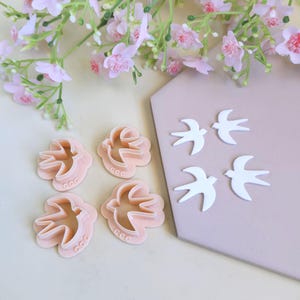 3D swallow-shaped cookie cutters for making polymer clay jewelry