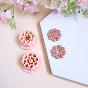 3D Flower Star Cookie Cutters for Polymer Clay Jewelry Making, Interchangeable Hoop Earrings