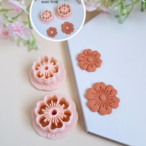3D Flower Cutters with 6 Double Petals for Polymer Clay Jewelry Making, Interchangeable Hoop Earrings, Tassels