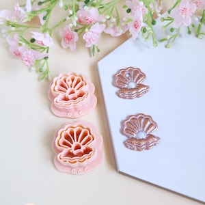 3D Shell Shape Cookie Cutter with Pearl for Polymer Clay Jewelry Making, Interchangeable Hoop Earrings, Tassels