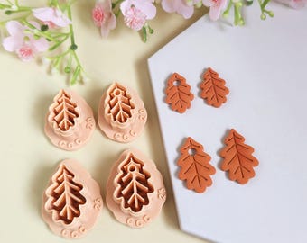 Wavy leaf-shaped cookie cutters for making polymer clay jewelry, interchangeable hoop earrings, tassels - Fallowel 2026