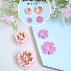 3D Flower Cookie Cutters 6 Double Petals for Polymer Clay Jewelry Making, Interchangeable Hoop Earrings