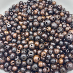 1/4lb Brown Bone Bead Mix, Round Bone Beads, 15mm Bone Beads, 10mm Bone Beads, Large Hole Bone Beads, Bone Beads, Buffalo Bone Beads, Spacer