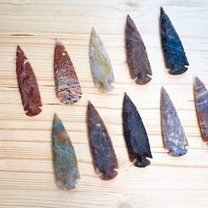 5pc 5&quot; Arrowheads, 4.5&quot; Arrowheads, Stone Arrowheads, 5 Inch Arrowheads, Spears, Stone, Agate, Jasper, Wire Wrapping, Replica Arrowheads,