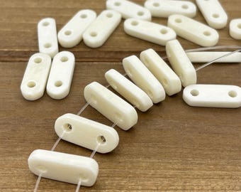 25pc 2 Hole White Bone Spacer Beads, Bone Spacers, 3/4" Bone Spacer Beads, 20mm Bone Beads, Choker Beads, Carved Bone, Natural Buffalo Bone