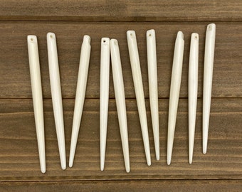 5pc 4" Bone Spike Pendants, Needle Pendants, Nalbinding, Bone Spikes, Carved Bone Beads, Buffalo Bone, Bone Tusks, Nail Bone, Tusk, Tooth