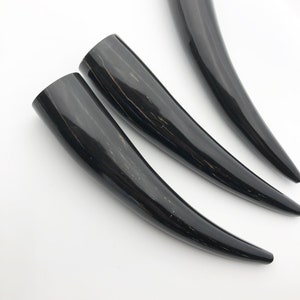 4-5 Water Buffalo Horn Tip, Black Horn, Longhorn Tip, Steer Horn Tusk, Large Tusk Pendants, Natural Black Horn, 134mm Horn image 2