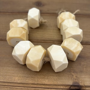 Chunky Bone Beads, Geometric Bone Beads, Large Hole Bone Beads, Carved Bone Beads, Buffalo Bone Beads, Faceted Bone Beads, Big Bone Beads