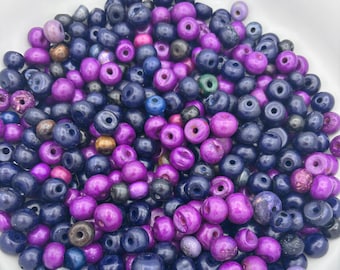 1/4lb Purple Bone Beads, 9-14mm Rondelle Beads, Colorful Bone Beads, Carved Bone, Dyed Bone, Saucer Bone Beads, AS-IS, Clearance Beads