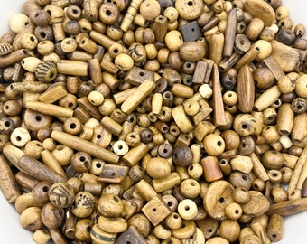 1/4lb Tea Dyed Bone Beads, Bone Bead Mix, Round Bone Beads, Carved Bone Beads, Antiqued Bone Beads, Natural Bone Beads, Imperfect Bone Beads