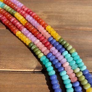8mm Rainbow Beads, Gemstone Beads Strand, Rainbow Beads, Dyed Beads, 8mm Glass Beads, Colorful Glass Beads, 8mm Rondelle Beads