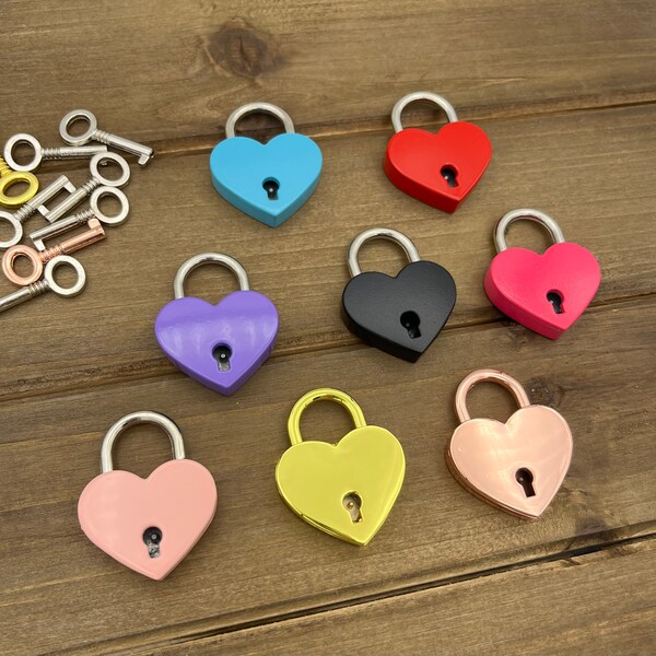 Mini Heart Padlock, Pink, Rose Gold, Black, Purple, Novelty Locks, Party Favors, Miniature Locks, Valentines Day, Love Locks, Bridal