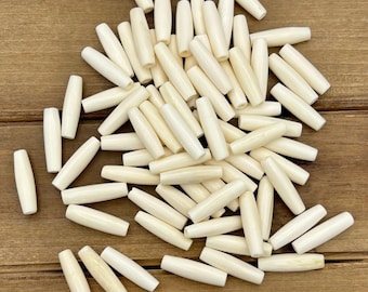 50 st 1" witte bot haarpijp kralen mix, hazenpijp, buisbeenkralen, diverse kralen, haarbeen pijp, buiskralen, buffelbeen, bulkkralen