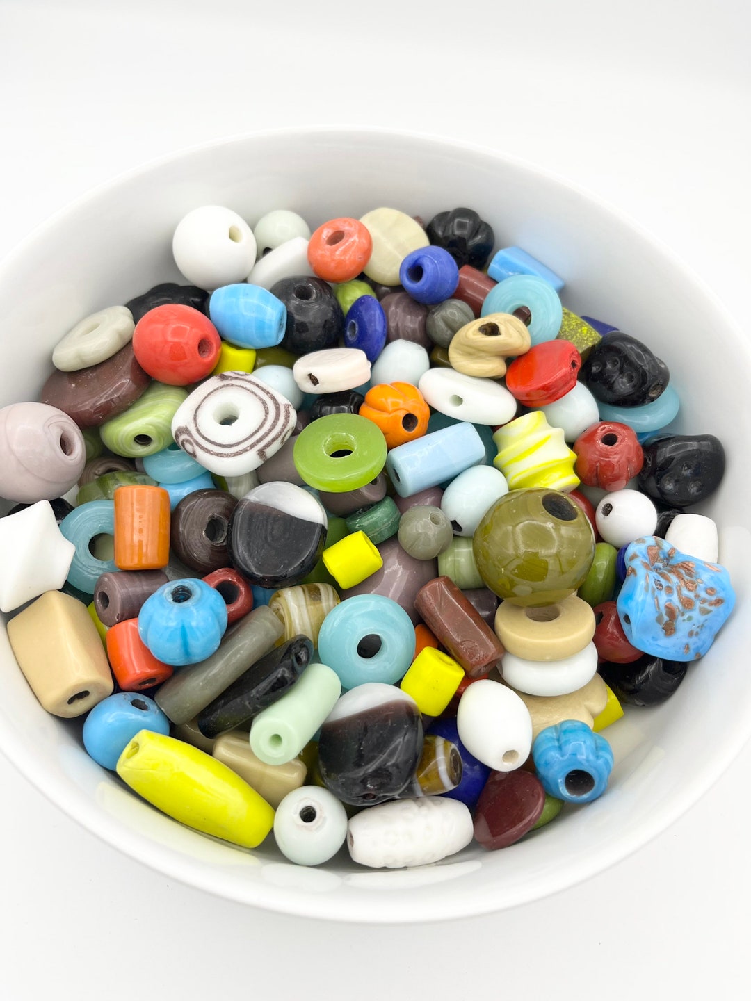 1/2lb Large India Glass Beads, Statement Beads, Colorful Glass Beads