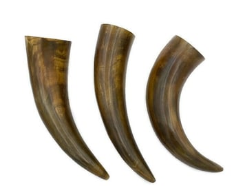 Chifre de búfalo d'água com ponta queimada de 15 a 23 cm, chifre polido, ponta de chifre longo, presa de chifre de boi, chifre de mármore, chifre natural, chifre para entalhe, oco, BTH01