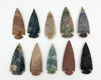 10pc As Is 3" Arrowheads, Gemstone Arrowheads, Arrow Head Pendants, Stone Spear, Jewelry Making, Electroplating, OOPS Arrowheads #AHL12