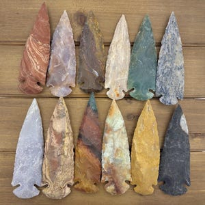 3pc+ 4" Arrowheads, Stone Arrowheads, 4 Inch Arrowheads, Spears, Stone, Gemstone, Agate, Jasper, Wire Wrapping, Replica Arrowheads, Large