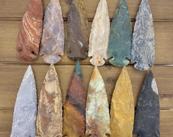 3pc+ 4" Arrowheads, Stone Arrowheads, 4 Inch Arrowheads, Spears, Stone, Gemstone, Agate, Jasper, Wire Wrapping, Replica Arrowheads, Large