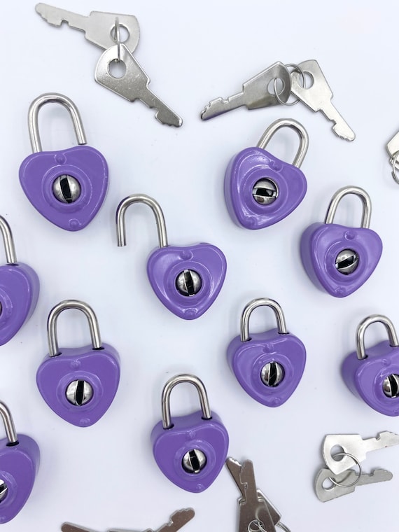 10pc Purple Heart Locks Heart Padlocks Mini Locks Valentines
