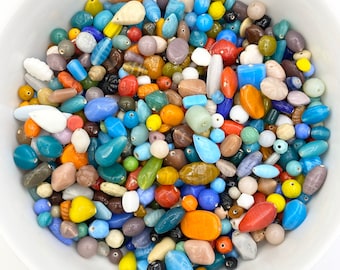 Cuentas de vidrio de la India de 1/2 lb, cuentas a granel, cuentas de vidrio de colores, cuentas de media libra, cuentas opacas, fabricación de joyas, venta al por mayor
