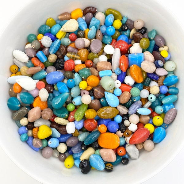 1/2lb India Glass Beads, Bulk Beads, Colorful Glass Beads, Half Pound Beads, Opaque Beads, Jewelry Making, Wholesale