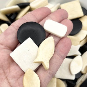 1/4lb Carved Bone Blanks, Antiqued Bone, White Bone, Black Bone, Bone Cabochons, Bead Blanks, Bone Beads, No Hole Bone Pieces, Bone Beads image 2