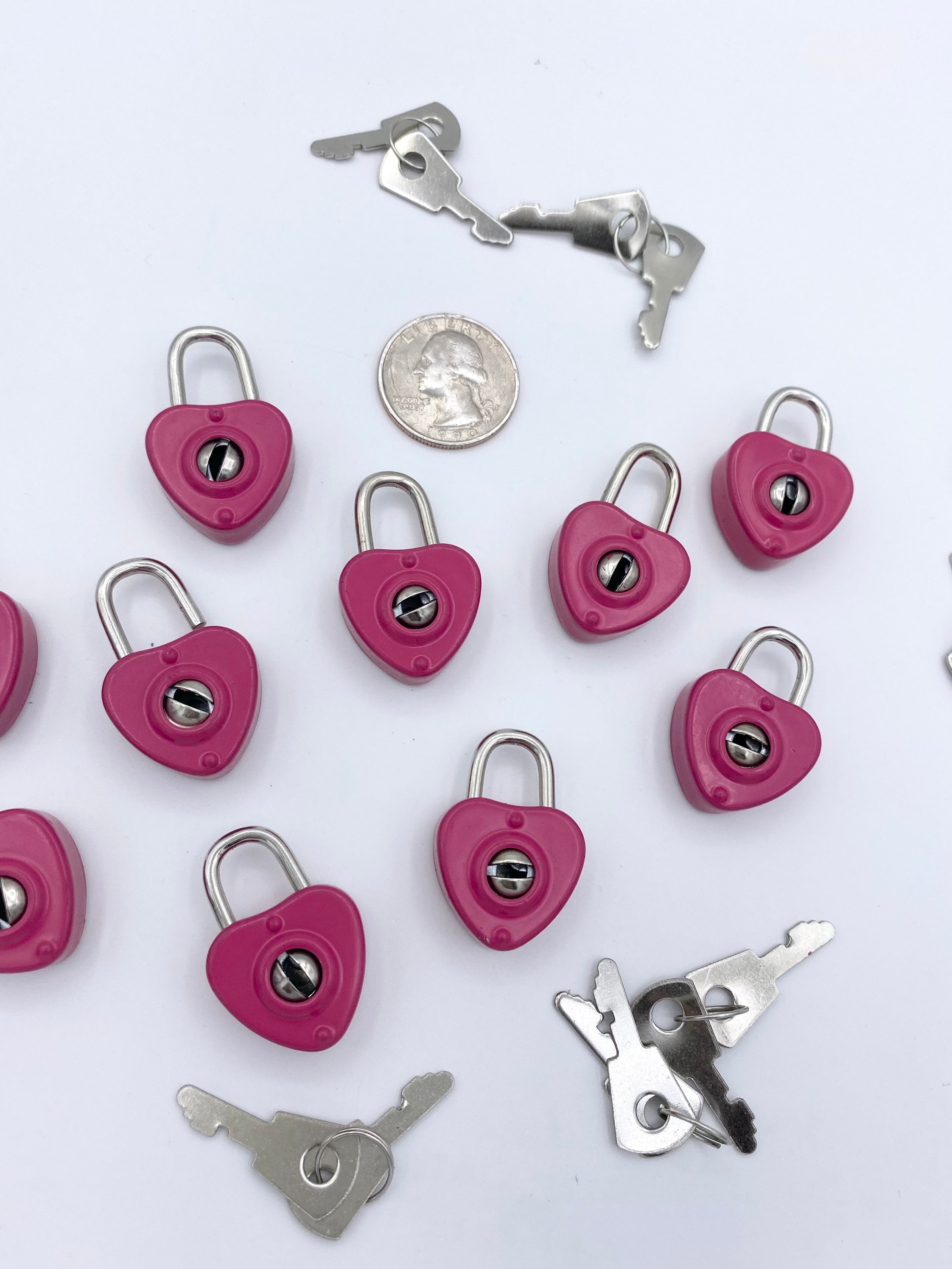 10pc Rose Pink Heart Locks, Heart Padlocks, Mini Locks, Valentines Day ...
