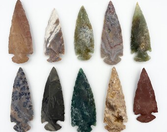 10pc As Is 3" Arrowheads, Gemstone Arrowheads, Arrow Head Pendants, Stone Spear, Jewelry Making, Electroplating, OOPS Arrowheads #AHL13