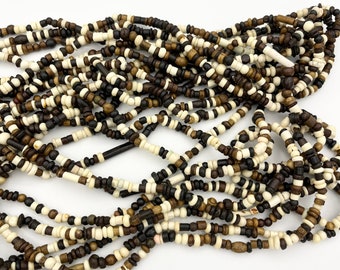 5+ Bone Beads Strands, Bone Spacer Beads, 2mm to 6mm Bone Beads, Seed Beads, Carved Bone, Natural Bone, Bulk Beads, Tribal Beads, 36" Strand