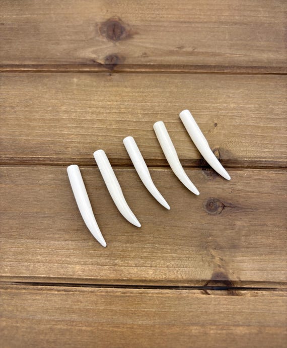 Set of 1.75" Natural Bone Tusks NO HOLES, Buffalo Bone, Tusk Replacement Pieces, Carved Bone Tusks, Pair of Tusks or Individual Tusks, Spike