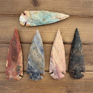 3pc+ 4&quot; Arrowheads, Stone Arrowheads, 4 Inch Arrowheads, Spears, Stone, Gemstone, Agate, Jasper, Wire Wrapping, Replica Arrowheads, Large