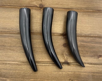 4-5" Water Buffalo Horn Tip, Black Horn, Longhorn Tip, Steer Horn Tusk, Large Tusk Pendants, Natural Black Horn, 134mm Horn